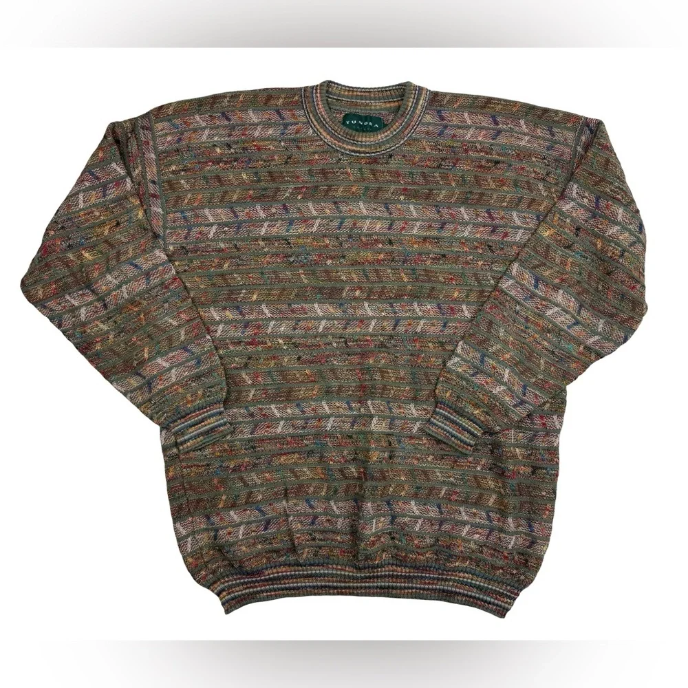Vtg 90’s Tundra Knit Sweater Mens XL Colorful Coogi Style Rare Crosby Vintage
